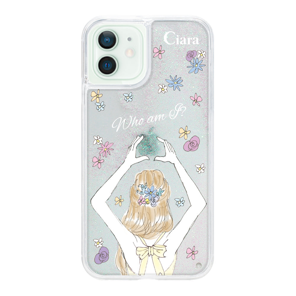 iPhone12mini グリッター オイルクリアケース バックショット イエロー