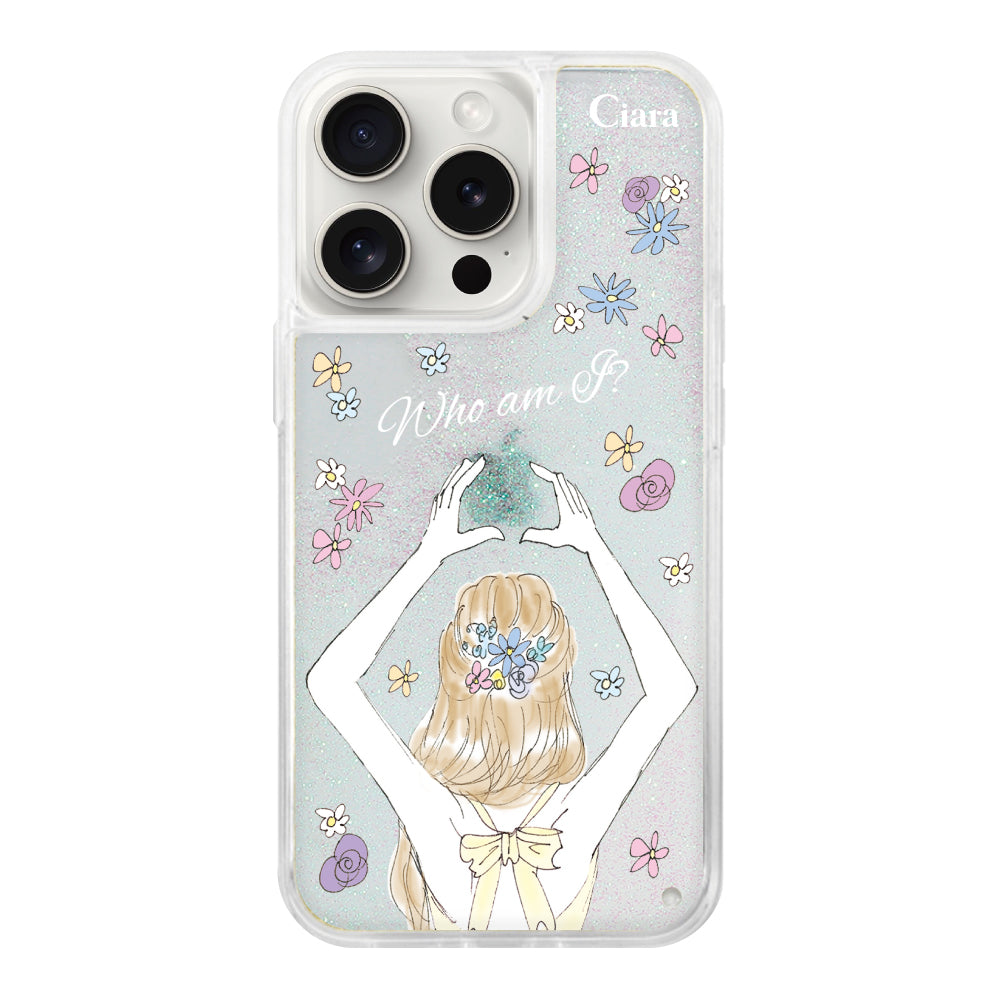 iPhone15ProMax グリッター オイルクリアケース バックショット イエロー