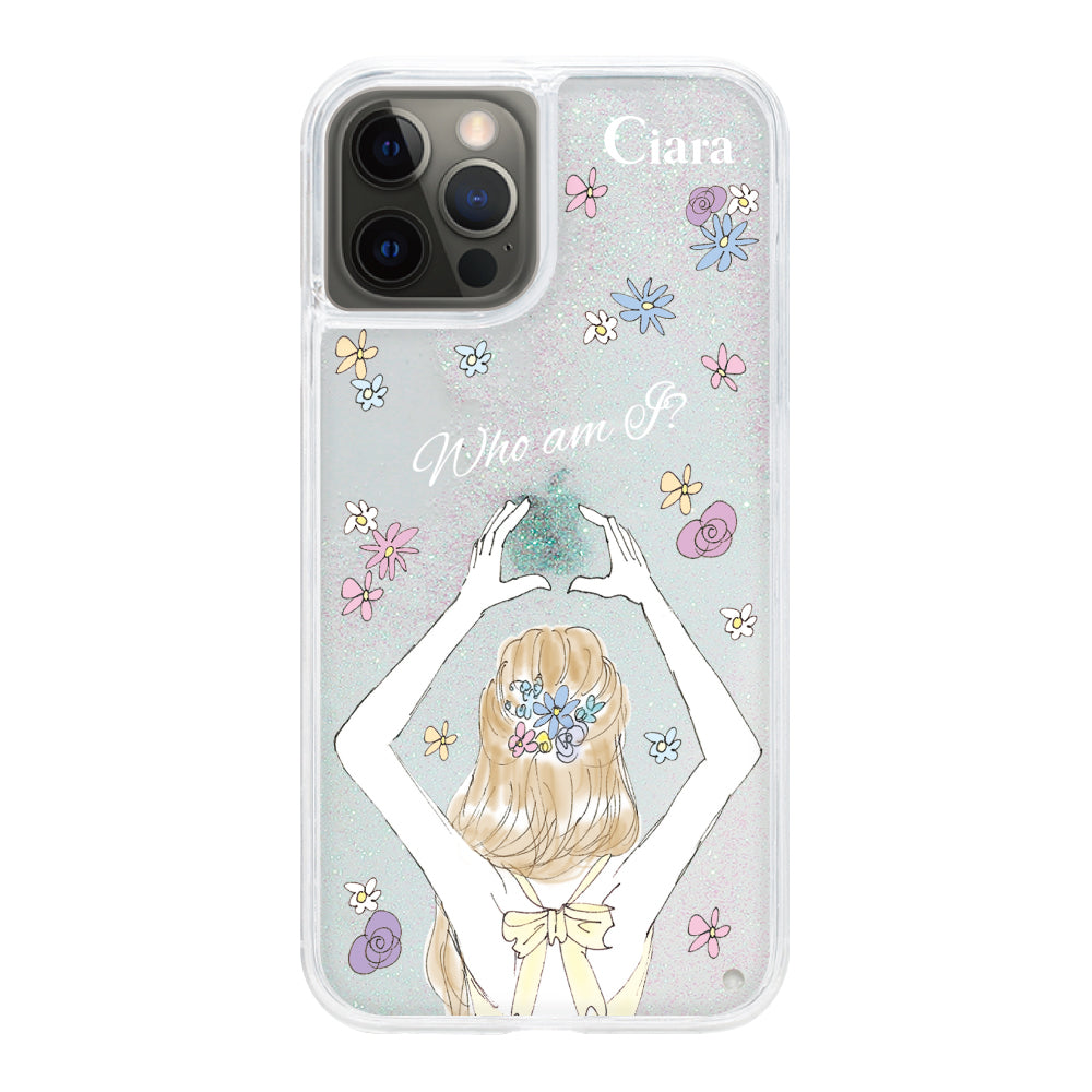 iPhoneX/XS グリッター オイルクリアケース バックショット イエロー