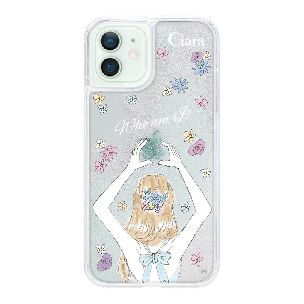 iPhone12mini グリッター オイルクリアケース バックショット ブルー