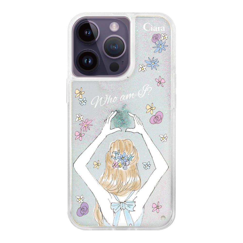 iPhone14ProMax グリッター オイルクリアケース バックショット ブルー