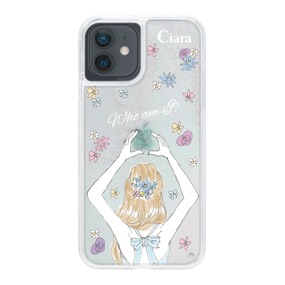 iPhoneXR グリッター オイルクリアケース バックショット ブルー