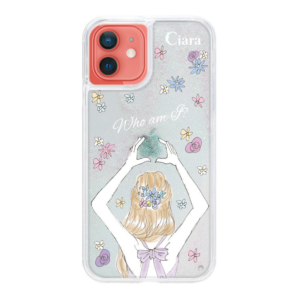 iPhone11 グリッター オイルクリアケース バックショット パープル