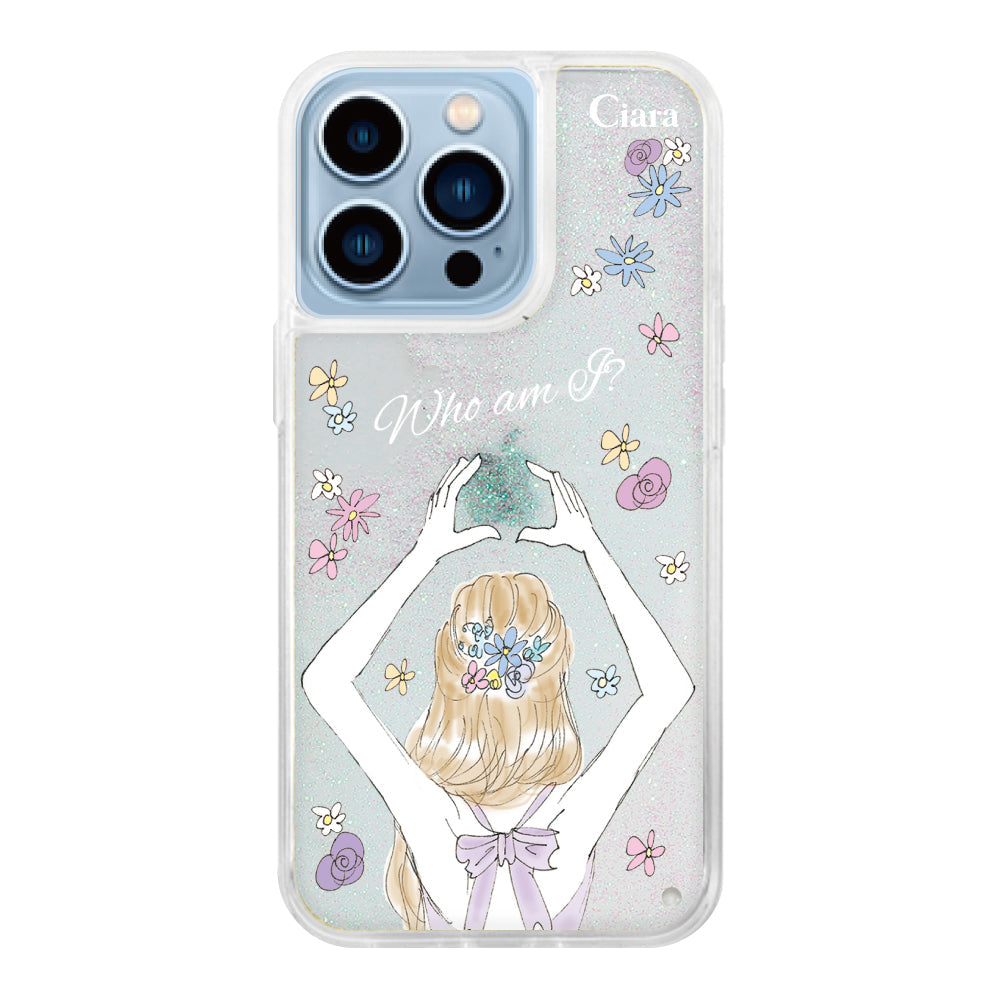 iPhone13ProMax グリッター オイルクリアケース バックショット パープル