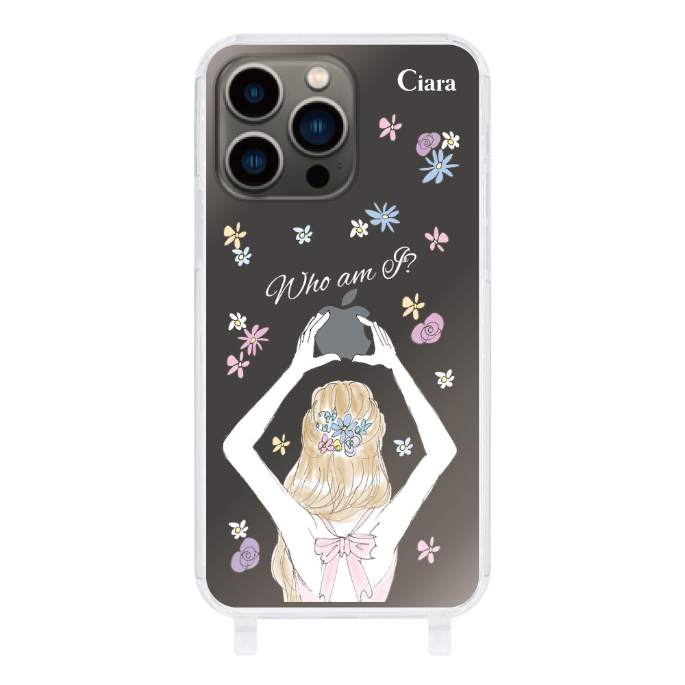 iPhone13Proケース ストラップクリアケース バックショット ピンク