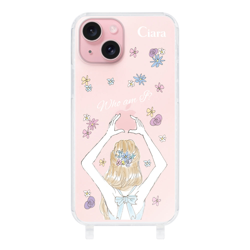 iPhone15ケース ストラップクリアケース バックショット ブルー