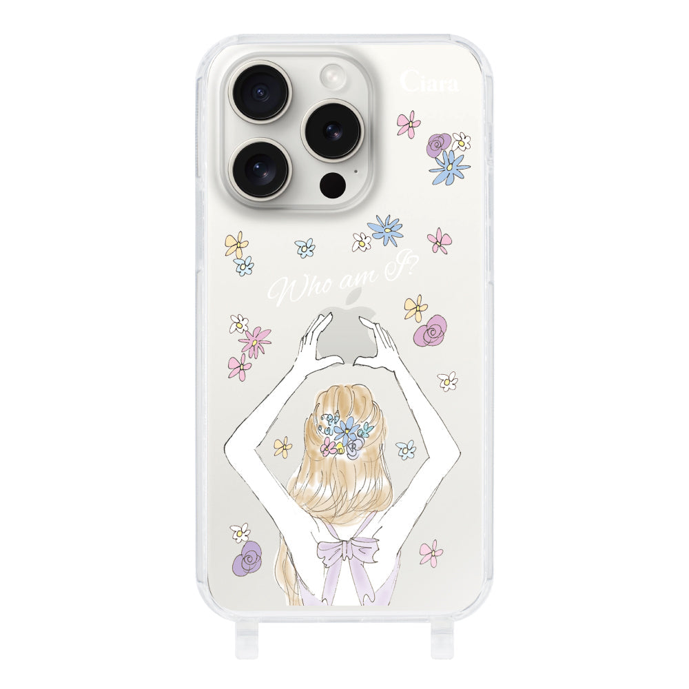 iPhone15ProMaxケース ストラップクリアケース バックショット パープル