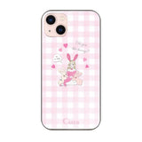 iPhone13 ガラス 強化ガラスケース バニーガール ピンクチェック