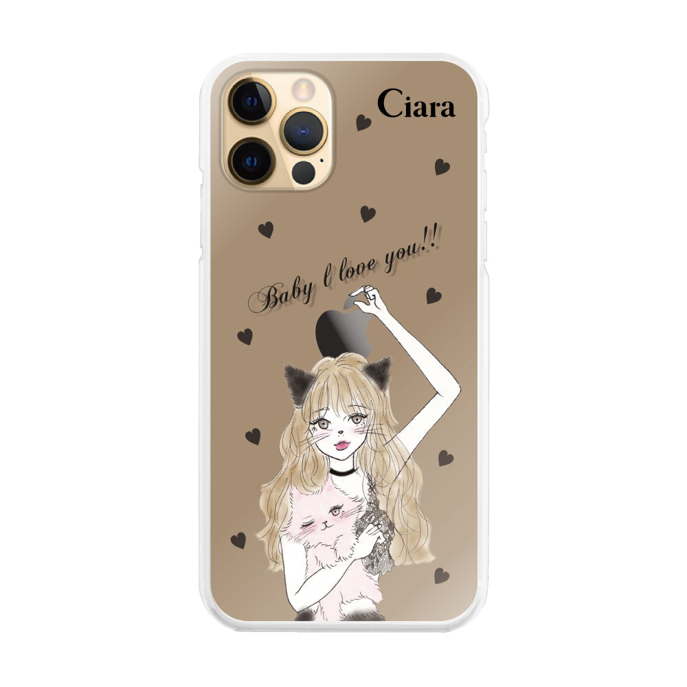 iPhone11ProMax ハイブリッド クリアケース ブラックキャットガール ブラック
