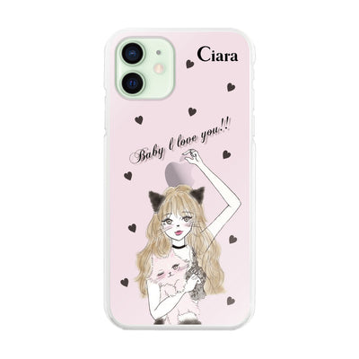 iPhoneケース ハイブリッド クリアケース ブラックキャットガール