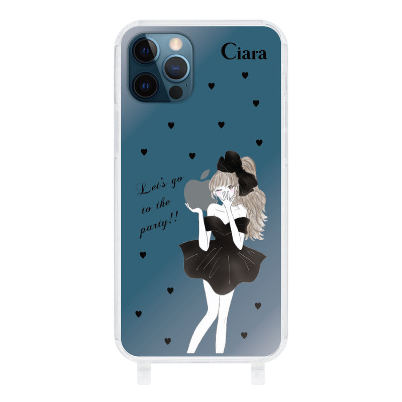 iPhoneケース  ストラップクリアケース ブラックリボン
