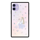 iPhone12/12Proケース スクエア 強化ガラスケース ラベンダーガール パステル
