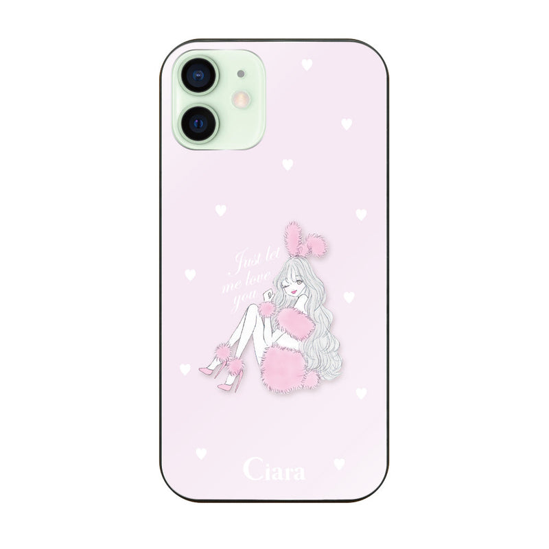 iPhoneケース ガラス 強化ガラスケース ピンクバニー
