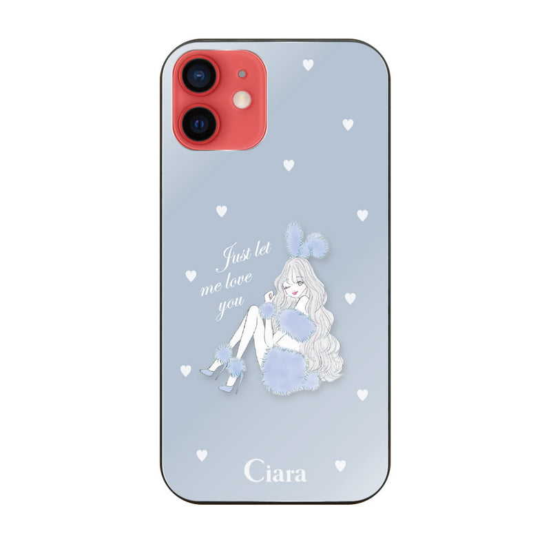 iPhoneケース ガラス 強化ガラスケース ブルーバニー