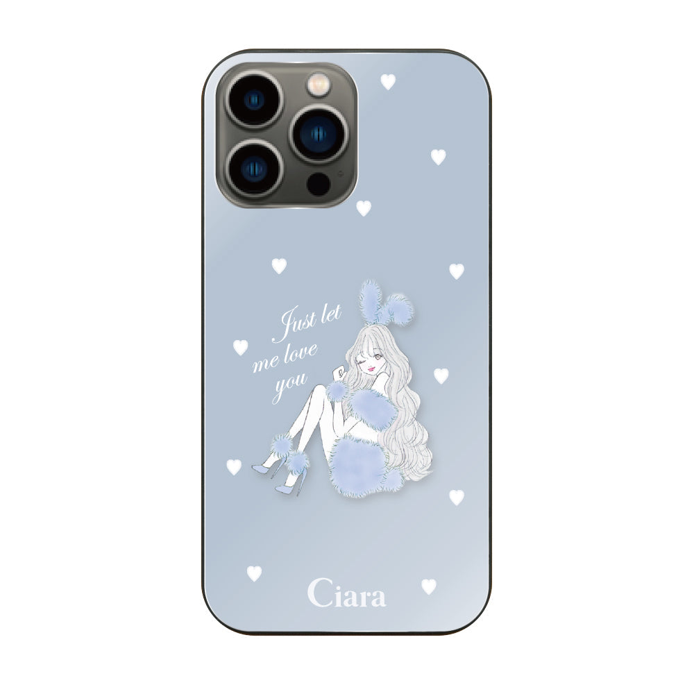 iPhone13Pro ガラス 強化ガラスケース ブルーバニー ブルー