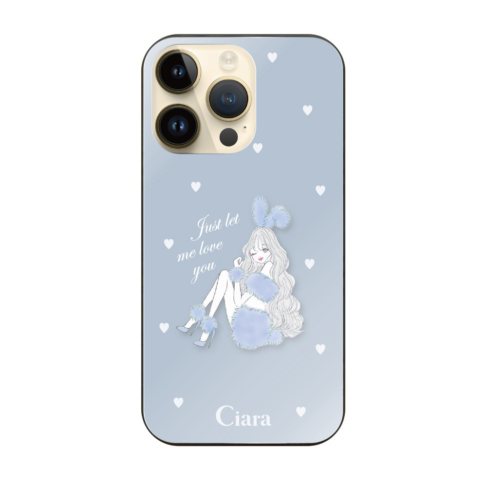 iPhone14Pro ガラス 強化ガラスケース ブルーバニー ブルー