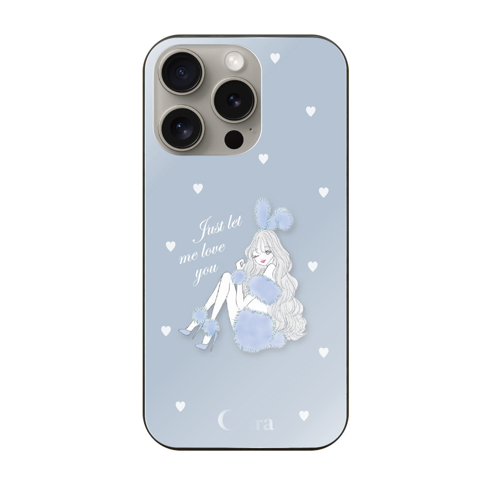 iPhone15Pro ガラス 強化ガラスケース ブルーバニー ブルー