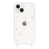 iPhone14 ストラップクリアケース パステルハート パステル