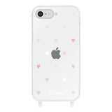 iPhoneSE2/SE3 ストラップクリアケース パステルハート パステル