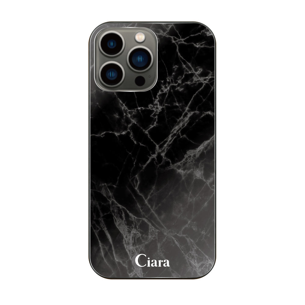 iPhone13Pro ガラス 強化ガラスケース マーブル ブラック