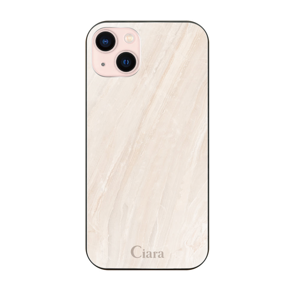 iPhone13 ガラス 強化ガラスケース マーブル ベージュ