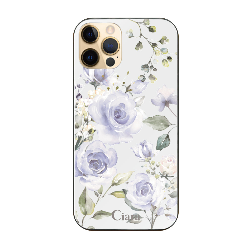 iPhone11Pro ガラス 強化ガラスケース スプリンクルフラワー パープル