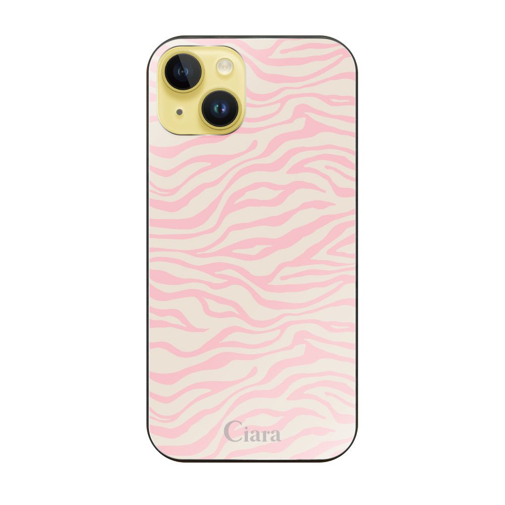 iPhone14Plus ガラス 強化ガラスケース タイガー ピンク