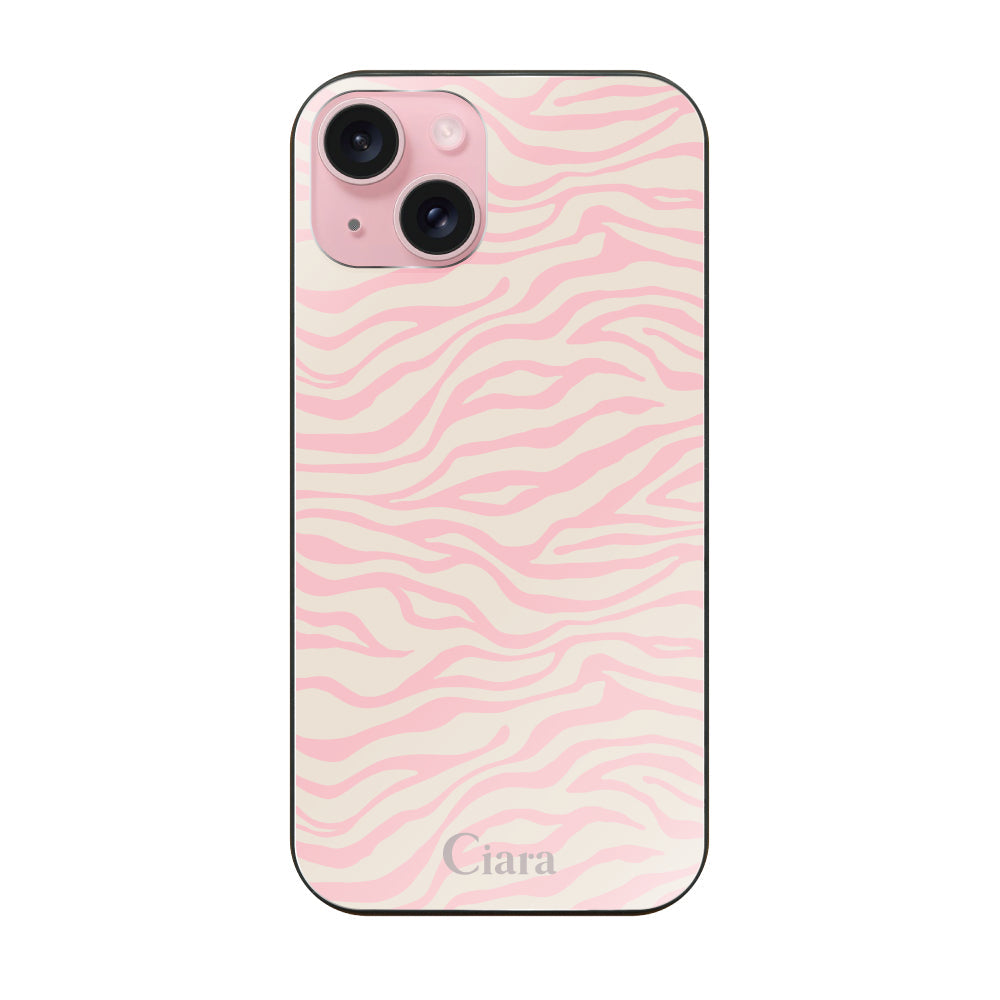 iPhone15 ガラス 強化ガラスケース タイガー ピンク
