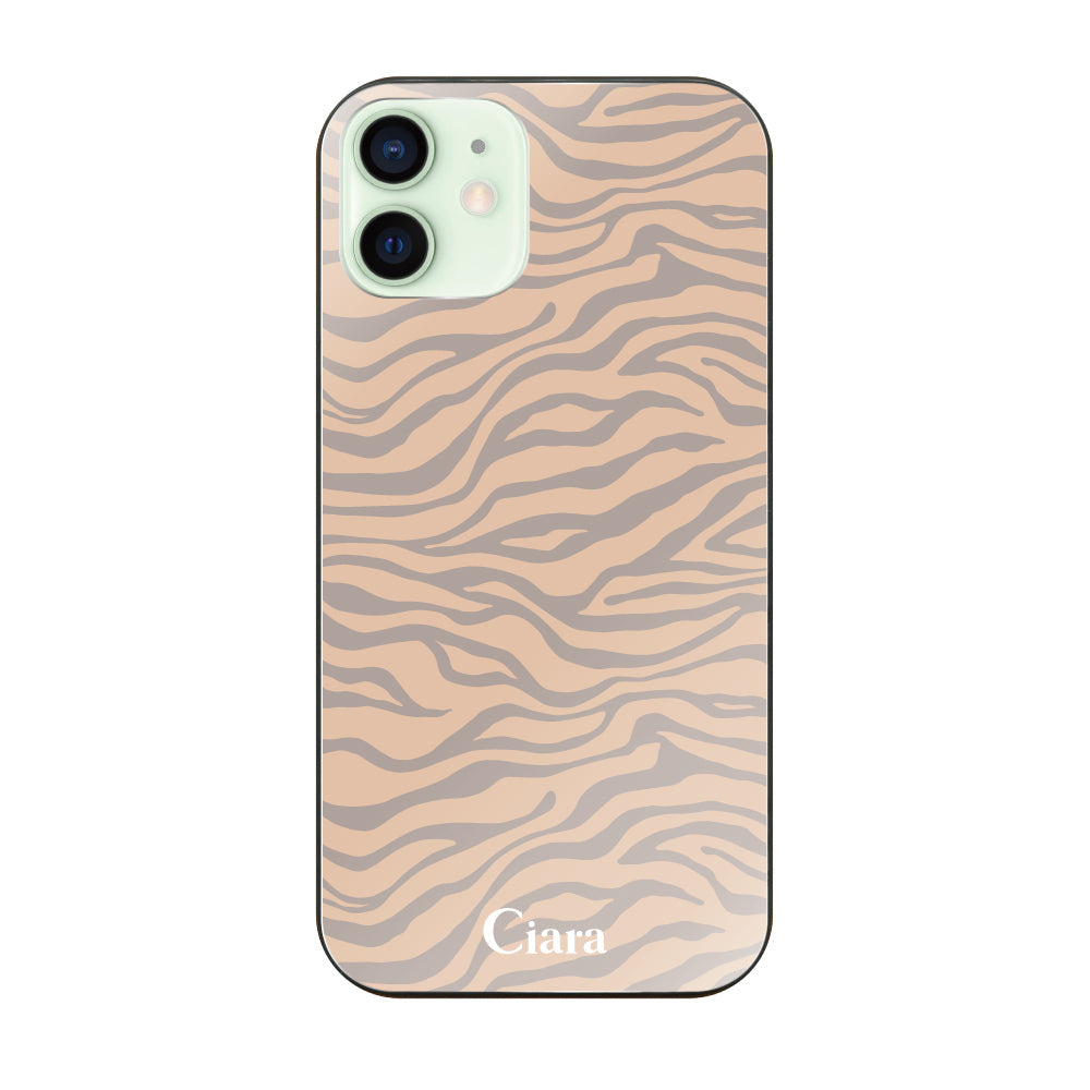 iPhone12mini ガラス 強化ガラスケース タイガー ベージュ