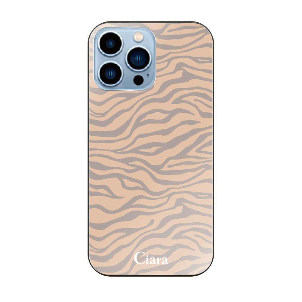 iPhone13ProMax ガラス 強化ガラスケース タイガー ベージュ