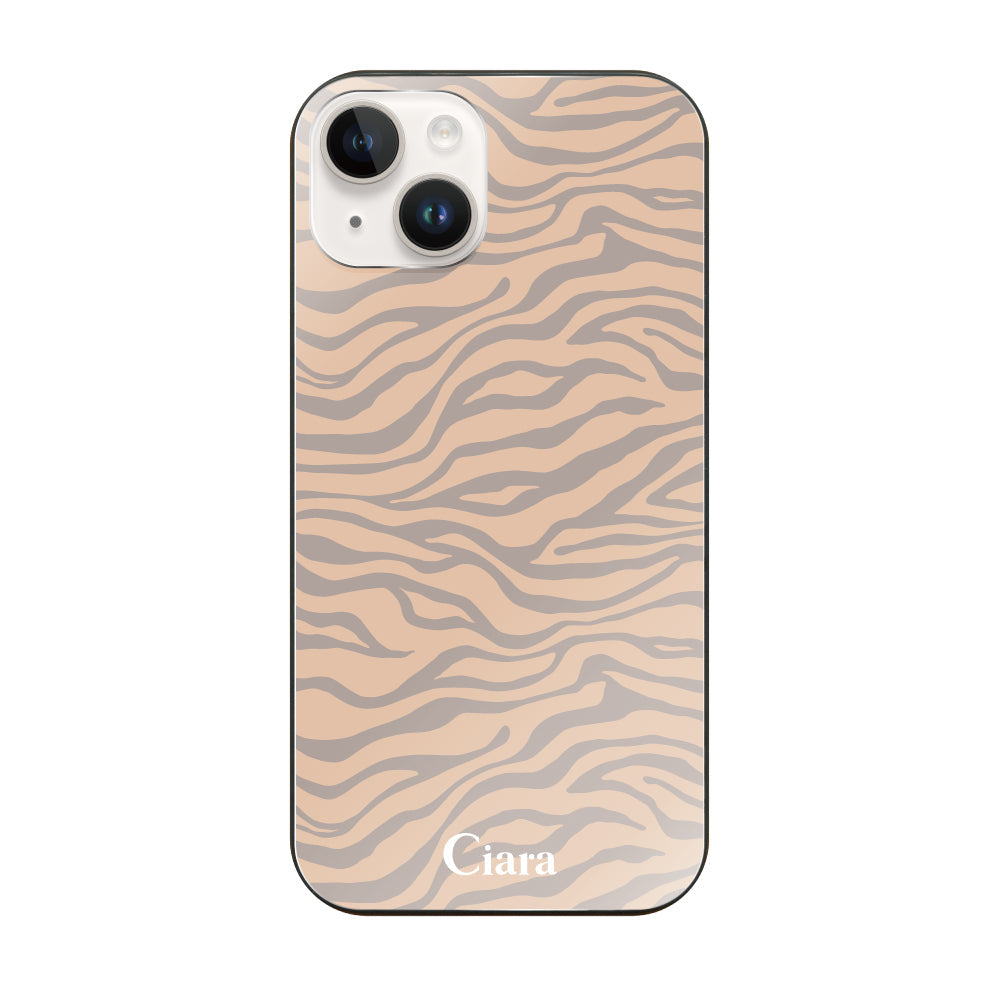 iPhone14 ガラス 強化ガラスケース タイガー ベージュ