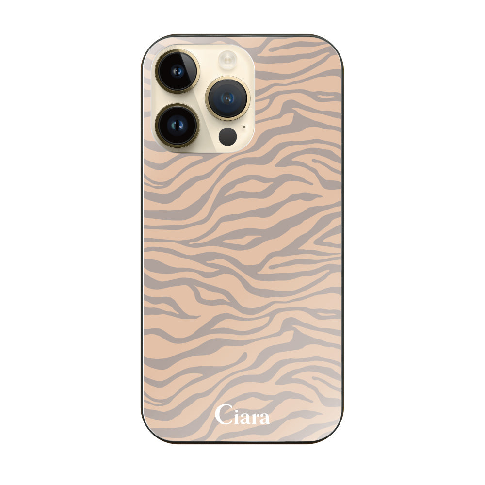 iPhone14Pro ガラス 強化ガラスケース タイガー ベージュ