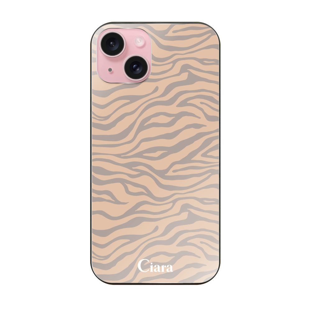 iPhone15 ガラス 強化ガラスケース タイガー ベージュ