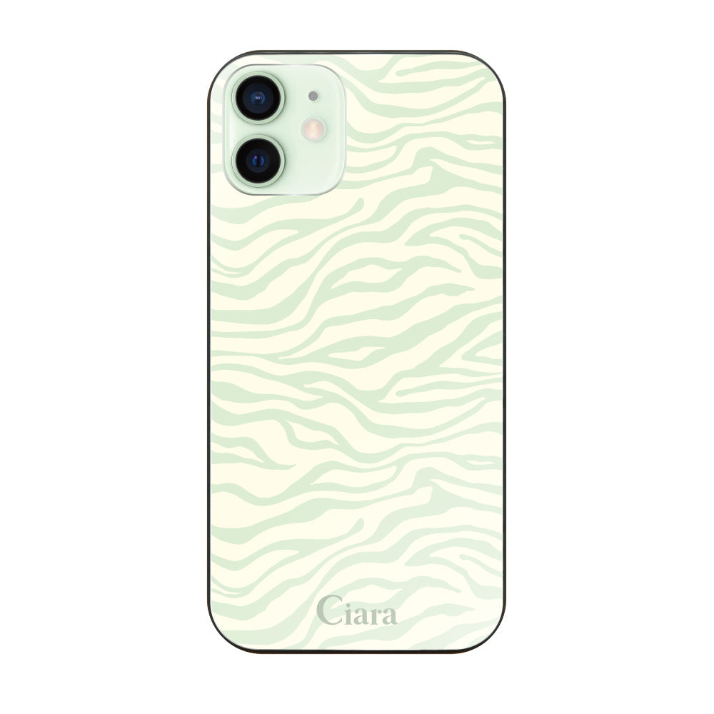 iPhone12mini ガラス 強化ガラスケース タイガー グリーン