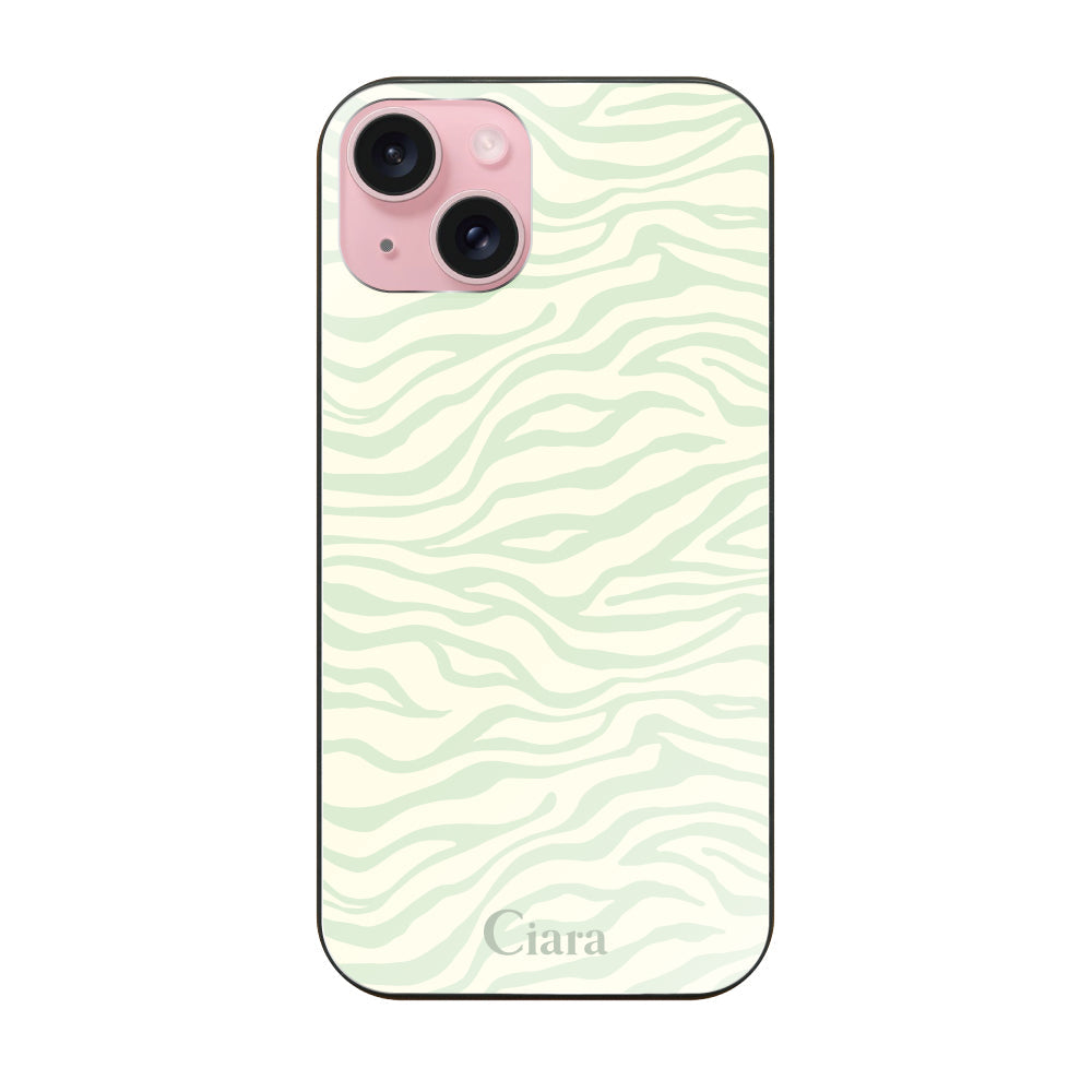 iPhone15 ガラス 強化ガラスケース タイガー グリーン