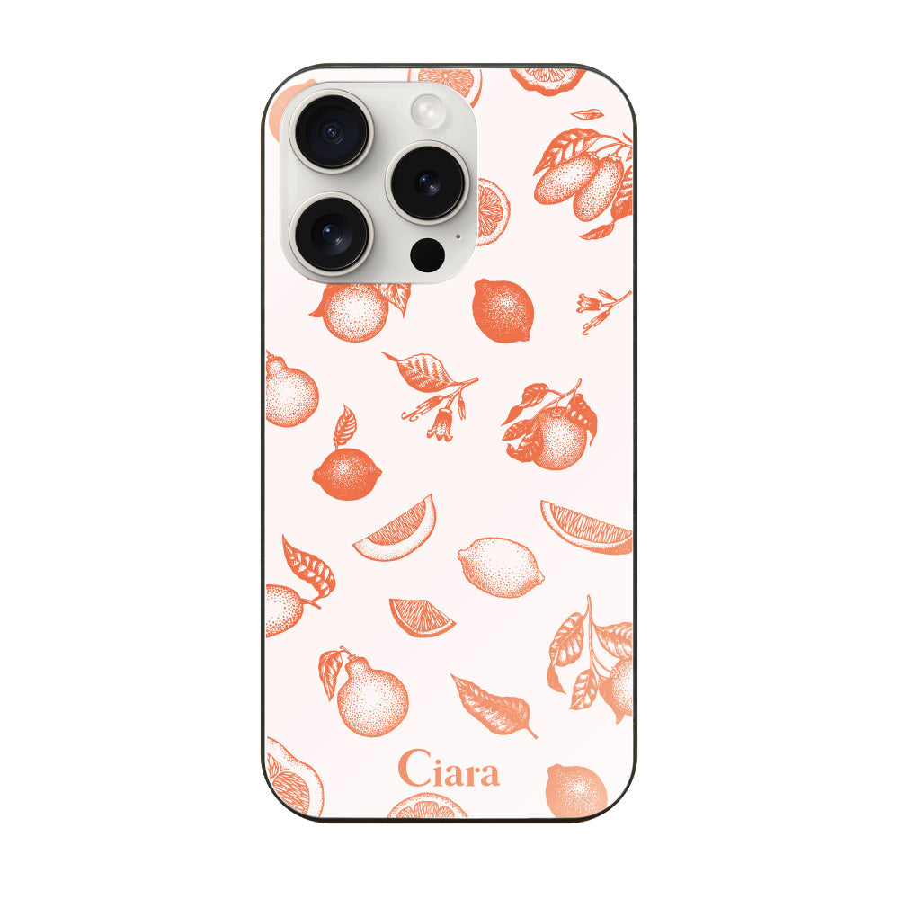 iPhone15ProMax ガラス 強化ガラスケース ロマンティックレモン オレンジ
