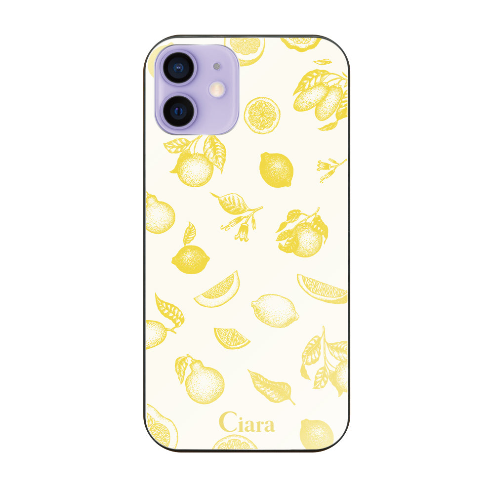 iPhone12/12Pro ガラス 強化ガラスケース ロマンティックレモン イエロー