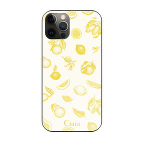 iPhoneX/XS ガラス 強化ガラスケース ロマンティックレモン イエロー