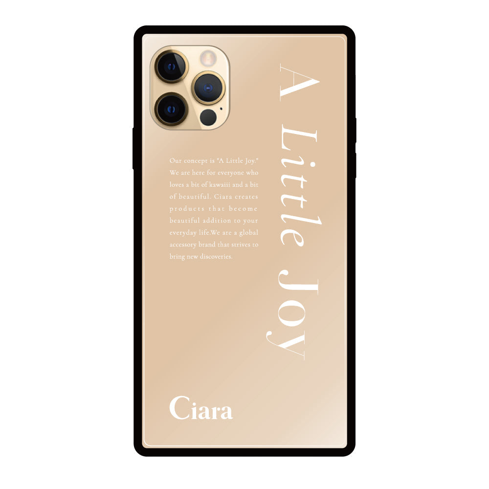 iPhone11Proケース スクエア 強化ガラスケース アリトルジョイ ベージュ