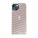 iPhone13mini ハイブリッド クリアケース シアーストライプ ベージュ