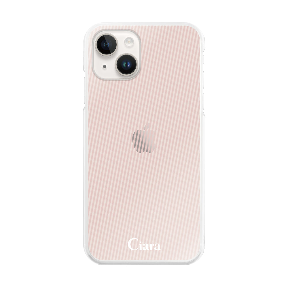 iPhone14 ハイブリッド クリアケース シアーストライプ ベージュ