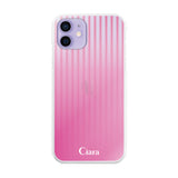 iPhone12/12Pro ハイブリッド クリアケース グラデーションストライプ ピンク