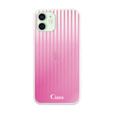 iPhone12mini ハイブリッド クリアケース グラデーションストライプ ピンク
