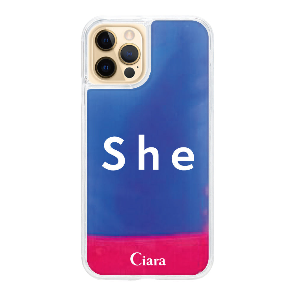 iPhone11Proケース ネオンサンド オイルケース シー ピンク/ブルー