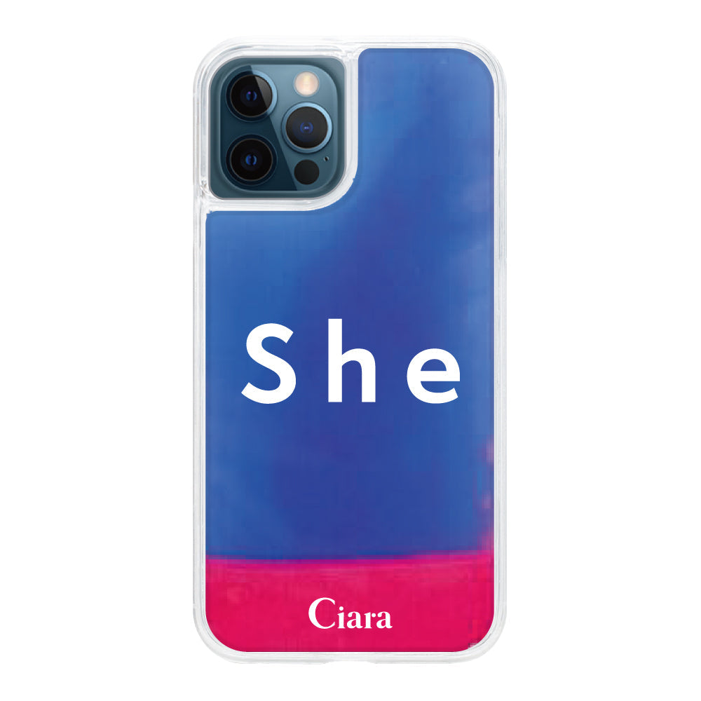 iPhone12ProMaxケース ネオンサンド オイルケース シー ピンク/ブルー