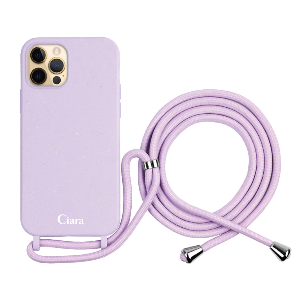 iPhone11Proケース サスティナブルストラップケース ロゴ パープル