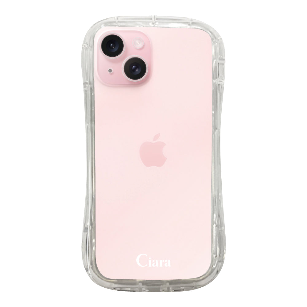 iPhone15 TPUグリップ クリアケース ロゴ ホワイト