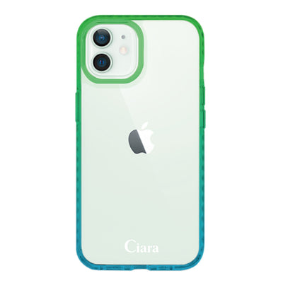 iPhoneケース グラデーションクッションバンパー 耐衝撃クリアケース ロゴ