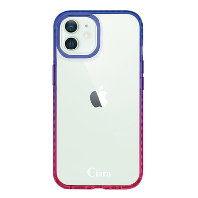 iPhoneケース グラデーションクッションバンパー 耐衝撃クリアケース ロゴ