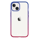 iPhone14ケース クッションバンパー 耐衝撃クリアケース ロゴ ブルー/ローズ